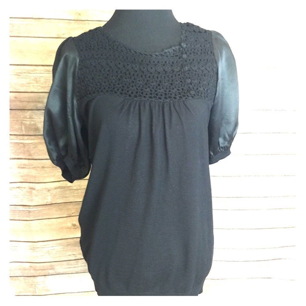 BCBG max azria sweater with satin sleeves